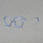 2024超轻板材纯钛眼镜架山型鼻托日本复古圆形近视眼镜框男女
