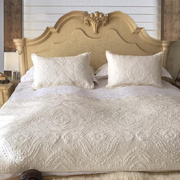 欧式全棉绗缝被三件套纯色床盖毯单件夏凉空调被枕套沙发炕垫床上