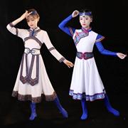 儿童蒙古服舞蹈演出服女童，蒙古大摆裙舞蹈服蒙古服装女少数民族服