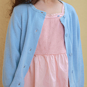 韩国童装女童针织衫2024春夏AMBER甜美马卡龙色针织开衫