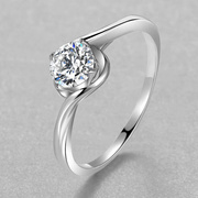 18金k白求订婚结婚礼物戒指豪镶满钻心形莫桑钻石戒指