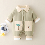 新生婴儿衣服冬装加厚棉服连体衣0-12个月男女宝宝保暖外出服哈衣
