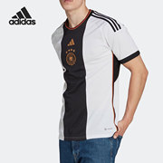 阿迪达斯男世界杯德国队球迷版主场修身足球短袖球衣HJ9606