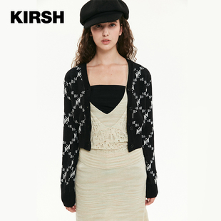 kirsh大樱桃春毛衣针织开衫，外套春季少女，短款修身v领韩版