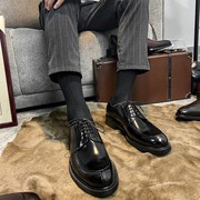 复古英伦风商务正装，德比男士韩版系带，休闲欧美布洛克牛津皮鞋