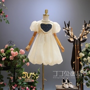 欧美女童装夏季公主泡泡袖蓬蓬连衣裙韩版中大童时尚礼服纱裙