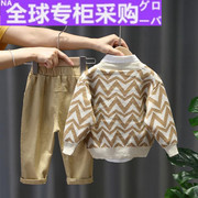 日本童装男童秋装套装2022潮宝宝韩版长袖开衫毛线衣婴小