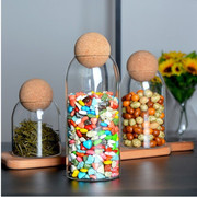 高硼硅透明耐热玻璃密封罐收纳罐五谷杂粮储物罐创意软木塞茶叶罐