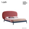 北欧家用卧室1.8m床现代简约创意彩色，时尚实木框架双人软包床