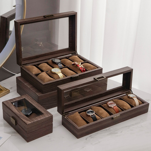 手表盒子复古收纳盒简约木质，家用12六表位便携式机械表腕表收藏盒