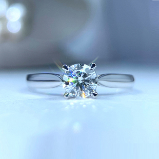 钻戒女1克拉裸钻铂金钻石戒指空托婚戒四爪结婚求婚订婚50分