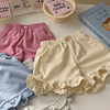 女童时尚短裤0-6岁夏季宝宝纯色，韩版花边裤子，儿童木耳边热裤