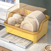 厨房碗筷收纳盒带盖碗柜家用碗碟，收纳架碗盘，箱放碗餐具碗架沥水架