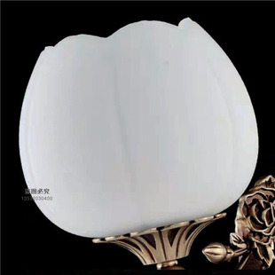 客厅中式吊灯玻璃灯罩配件白色大孔灯头欧式田园风格花朵灯饰外壳