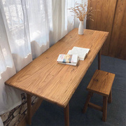 老榆木旧门板茶桌书桌面禅意茶桌椅组合中式复古阳台小茶几餐桌子