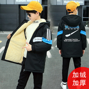 儿童棉衣男童加绒加厚棉服2023韩版中大童装冬装棉袄加厚外套