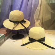 2023草编防嗮太阳帽韩国出游海边沙滩帽大沿帽可折叠遮阳帽子