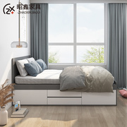 床现代简约双人床高箱储物床小户型轻奢卧室榻榻米抽屉收纳板式床