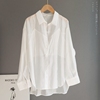 出口外贸女装夏季薄款白色天丝衬衫女设计感小众垂感防晒衣空调衫