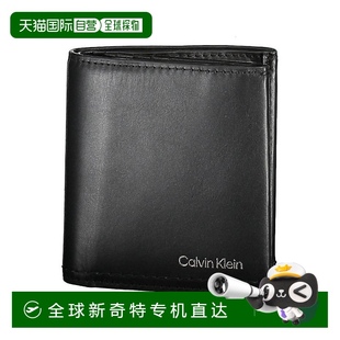 自营calvin klein凯文克莱皮革男式钱包-黑色 美国奥莱直发