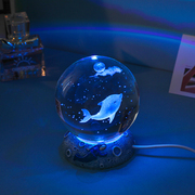 发光水晶球桌面摆件小夜灯玻璃球装饰品高级感生日礼物女孩圣诞节