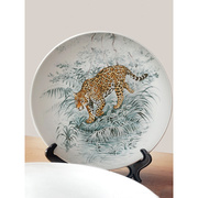 欧式赤道丛林盘子摆盘花鸟动物陶瓷装饰平盘样板房间摆件墙面挂盘
