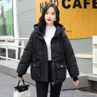 羽绒棉服女短款2023年冬季韩版宽松棉衣外套，加厚带帽子小棉袄