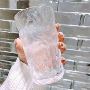 冰川纹玻璃杯子水杯男女生啤酒杯家用茶2023ins风饮料咖啡杯