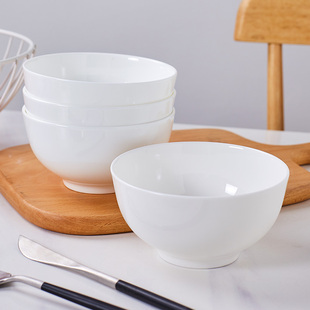 多个装骨瓷圆形米饭碗景德镇家用中式小汤碗简约陶瓷碗套装面碗