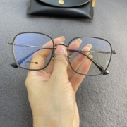 眼镜框架超轻纯钛板材带鼻托细边框，大框男女近视平光眼镜