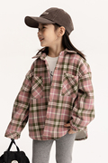儿童韩版格纹加厚加绒冬季衬衫，女童冬装洋气，格子衬衣宝宝外套