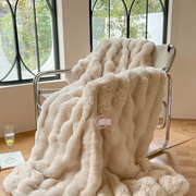 秋冬超厚兔毛毛毯双面床上毛毯加绒加厚托斯卡纳皮草绒多功能盖毯