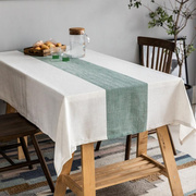 简约茶几餐桌布现代桌布，长方形日式桌旗台布棉麻布艺防水拼色新桌