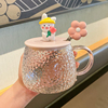 可爱兔兔杯子女生高颜值夏季马克杯耐热玻璃水杯带盖勺情侣咖啡杯