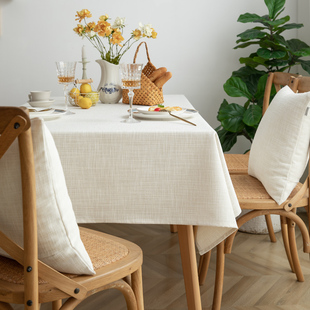 加厚棉麻布艺文艺北欧日式米白灰色会议桌布，台布茶几布桌垫可定制
