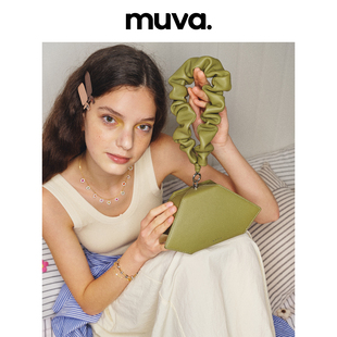 MUVA精致手腕包立体信封包 头层牛皮高级感晚宴手提小包2024