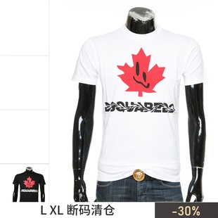 dsquared2d2次方男潮卡通枫叶修身圆领短袖，t恤s74gd0951s23009