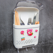 筷子篓筷笼置物架壁挂式家用免打孔厨房收纳盒，防尘沥水筷篓筒卡通