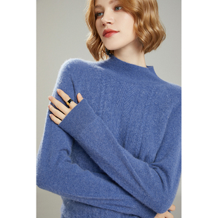 秋冬羊绒衫韩版通勤毛衣，半高领纯色长袖针织衫，常规直通打底衫