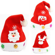 圣诞节装饰品扫码红色卡通拉绒布料帽子圣诞老人雪人麋鹿款式