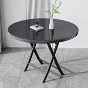 鼎魅折叠桌圆形餐桌家用小户型钢化玻璃吃饭折叠小圆桌方桌可折叠