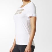 Adidas/阿迪达斯 Linear Foil Tee 休闲运动圆领短袖T恤 女款 白