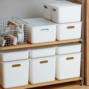 日式塑料衣服收纳箱有盖家用大号杂物整理储物箱多功能桌面收纳盒