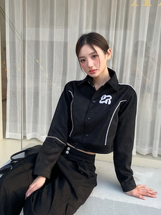 9202000glo*ny秋季麂皮绒夹克外套，女字母工装拼条双层机车服