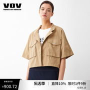 vov短外套夏季休闲宽松工装风连帽，七分袖外套61122202016