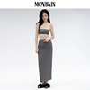 movbain2023秋季一字抹胸，分体式设计半身裙套装，h型羊毛长裙