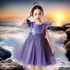 女童洋气紫色公主裙，六一儿童节表演服女宝宝，演出礼服蓬蓬裙子夏装