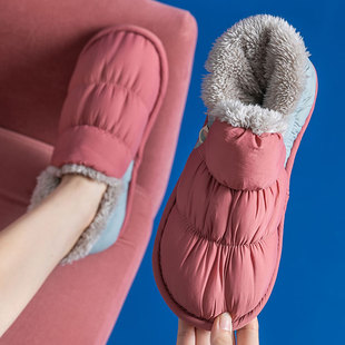 包跟棉拖鞋女冬季2024家居，室内防滑加绒保暖外穿毛拖鞋女士冬