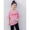 儿童韩版T恤春夏蝴蝶结创意印花字母印花女童宽松显瘦短袖
