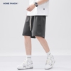 homepanda重磅休闲短裤男夏季日系宽松直筒纯色钢印五分运动卫裤